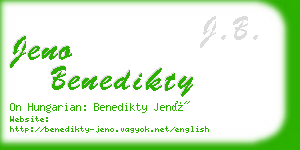 jeno benedikty business card